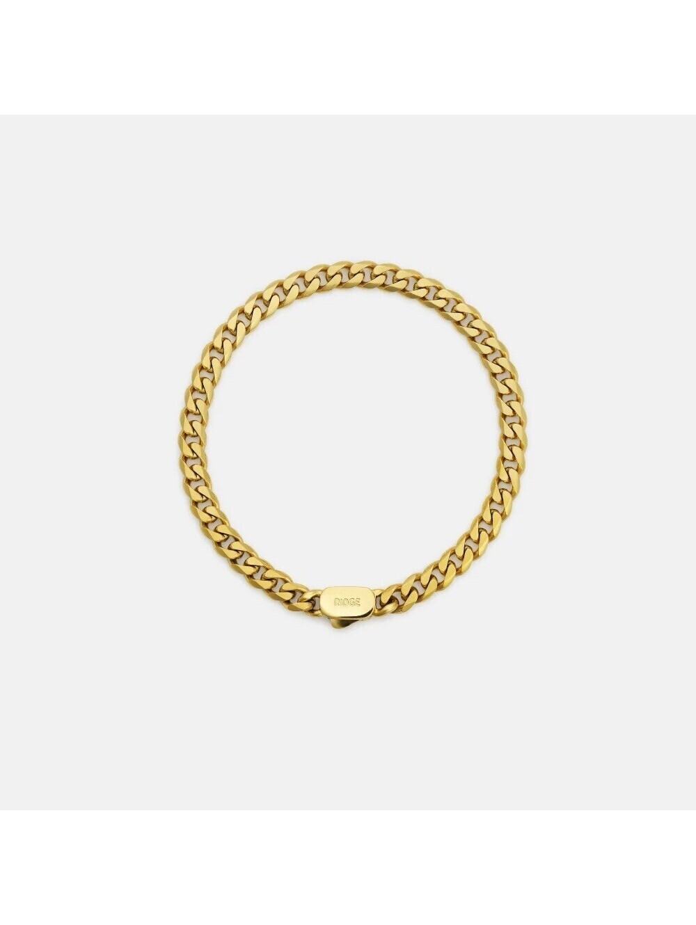 Ridge 6mm 18K Gold Over Stainless Curb Bracelet 8.5” Men’s Secure Clasp Classic